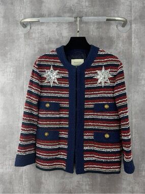 Authentic Gucci Navy and Red Striped Jacket